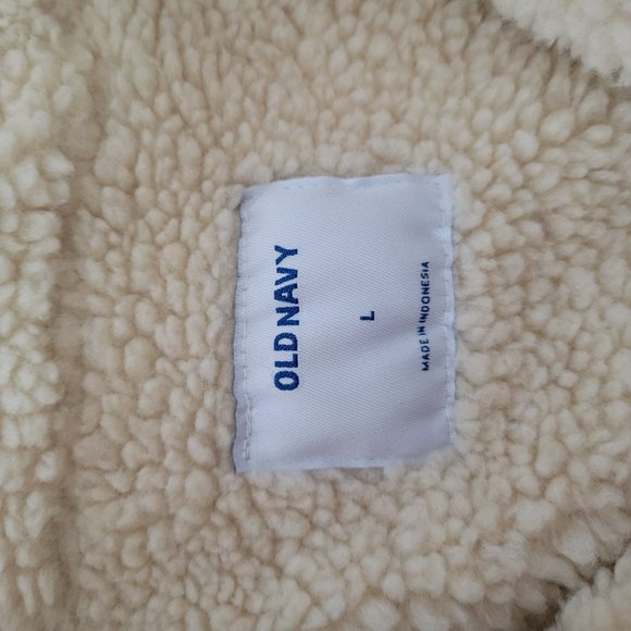 Old Navy Light Pink Sherpa Lined Corduroy Trucker Jacket, Women’s L, Button-Down - Picture 7 of 10